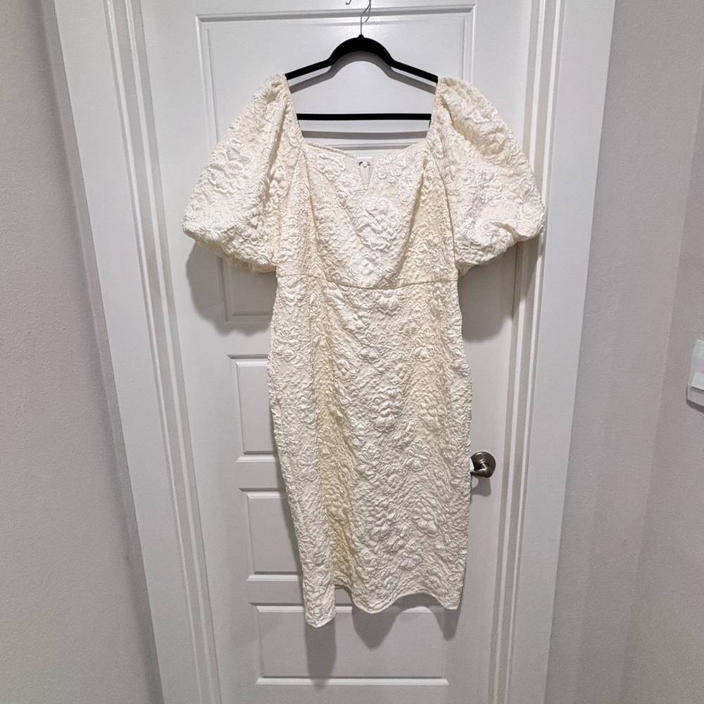 SHEIN Cream Textured Midi Dress